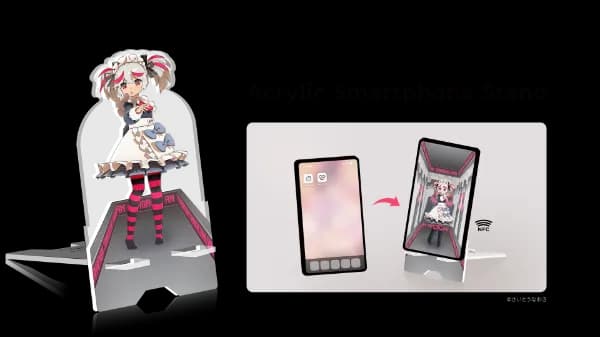 スマートフォンをかざしてアプリを起動できるアクリルスタンド